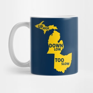 Up High Down Low Too Slow - Gold Mug